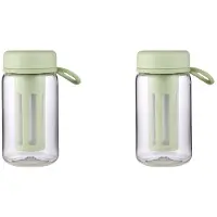 ISTOVO 2X Cold Brew Kaffebryggare Reseglas med Mjukt Silikonhandtag Bärbar Iskaffe- och Teinfusionsenhet med Resekopp, Grön