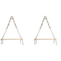 Semoic 2X Macrame VäGghäNgande Hylla - Boho TräVäGghyllor med TräPäRlor, Flytande LantgåRdshylla Rustik HäNgande VäXthylla
