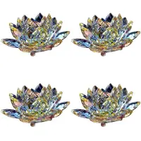 Typecat 4X C Kristall Lotus Blomma Statyett Alla Hjärtans Bröllopsdekor Glas Hantverkskollektion Paperweight Bordsdekorationer Souvenirpresent