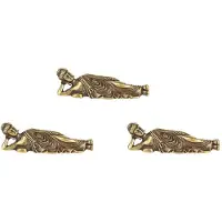 Semoic 3X Retro Gyllene Liggande Amitabha Buddha Staty Buddha Skulptur Figuriner Koppar Ren MäSsing Heminredning Buddha
