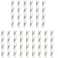 Semoic Servettringar Set med 60 Rustika Eukalyptus TräServettringar Boho Leaf Wood Bead Farmhouse ServettringhåLlare