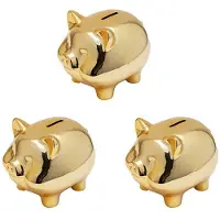 ISTOVO 3X Keramisk Guldgris Spargris Söt Mynt Spargris Kreativ Heminredning Lucky Pig Dekoration,Guldgris