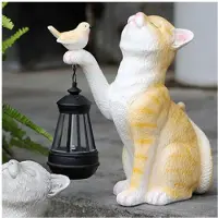 Semoic Solinredning Djurlampa SöT Solar Små Katter Lampa Harts Minikatter Utomhuslykta TräDgåRd TräDgåRd Balkong Ornamentlampor
