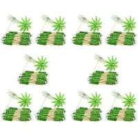 Torribaly 10X Grönt Kokosnötträd Tandpetare Papper Paraply Tandpetare Handgjorda Cocktail Parasoll Pinnar för Cocktaildekorationer