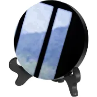 Semoic Obsidian med Stativ Feng Shui SläT Naturkristall Heminredning Samlar Rikedom och RäTtfäRdighet 80 Mm