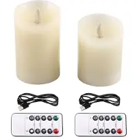 Semoic LED-Ljus, Flimrande Flamlösa Ljus, Laddningsbart Ljus, Äkta Vaxljus med Fjärrkontroll, 10 cm och 12,5 cm