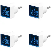 ISTOVO 4X Digital Voltmeter Square AC220V Square Voltage Tester med LED-Display och Indikatorlampa EU-Kontakt Blå
