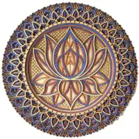 Semoic Lotus Flower Mandala-KonstväGg, Lotus Flower Mandala MetallväGg för Rumsdekoration Bohemisk VäGgkonst (A)