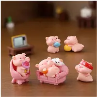 Torribaly 12 St Miniatyrgrisfigurer Söt Rosa Grisfamiljleksaker Figurer DIY-Hantverk för Älva Trädgårdsdekoration Hemdekorationer