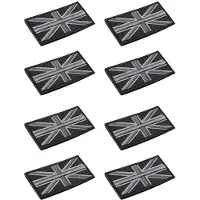 Torribaly 8X FASHION Union Jack UK Flag Badge Patch Stick Baksida 10Cm X 5Cm NY, (Svart/Grå)