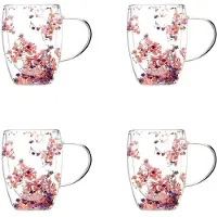 Torribaly 4X Creatives Real Flower Dubbelglas Hög Utseendenivå Full Star Torkad Blommjölk Kaffeglas 350ml Hushållskopp B