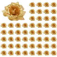Torribaly 300 St Sidenrosor Konstgjorda BröLlopskläMma BröLlopsdekoration Blomhuvud (Gyllene)