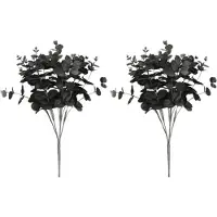 Typecat 2X 20 Heads Artificial Black Eucalyptus Fake Flower Plant Wedding Party Decoration