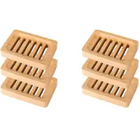 Typecat 6X Bambu Tvål Skål Dränera Tvål Rack Bambu Tvål Hållare