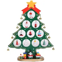 Semoic Gör-Det-Själv-Träjulgran Julgranspresent Holiday Minijulgran Heminredning Platt 10 Hål Grön