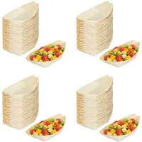 Typecat 200X Finger Food - Bowls, "Boat" Biodegradable Wood 11 cm x 6.5 cm