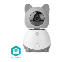 Nedis SmartLife Inomhus Kamera | Full HD 1080p | Panorera lutning | microSD (ingår inte) / Molnlagring (tillval) | Nattsikt | Grå / Vit
