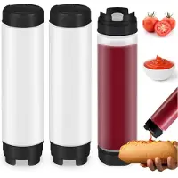 Typecat 3 St. 16 Oz Kryddblandare, Inverterad Plastblandare för Såser, Påfyllningsbar Spets, Stor Ventildispenser