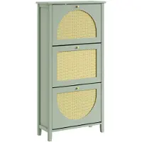 SoBuy Skoskåp grön med flätpaneler 62x25x121 cm