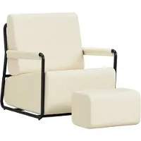 SoBuy Fåtölj med fotpall Cream White 597478 cm