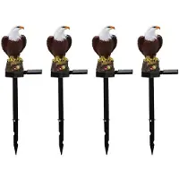 Torribaly 4X Solar Garden Light Resin Bald Figurine Skymning Dawn Solar Yard Light Djur Solar Stake Light Outdoor Dekorativt