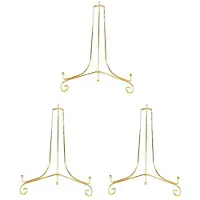 Typecat 3X Guld Display Stativ Hantverksfäste Bokhållare Foto Piedestal Skål Skål Ram Bild Tallrik Rack Staffli Förvaringsdekor-12Cm