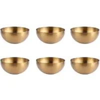 Typecat 6X Stor Kapacitet Rostfritt Stål Salladsskålar Koreansk Soppa Risnudlar Ramen Skål Kök Matbehållare, Guld, 15X7CM