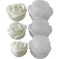 Torribaly 3 STK Blomma Aromaterapi Ljus Silikonform Ros Handgjord Aromaterapi TvåLexpansionssten Gipsformtillverkningsverktyg