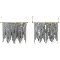 Typecat 2X Macrame Wall Hanging Handwoven Bohemian Cotton Rope Boho Home Decor Gray