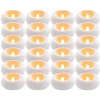Semoic 24Pack 6mm Flamfria LED Flytande Ljus, Plastbatteridrivna Blinkande Vattentäta Tealights för Cylindervaser