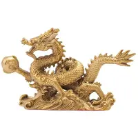 Tlily MäSsing Kinesisk Feng Shui Drakestaty Skulptur Hemkontor Bordsskiva Prydnader för Rikedom och FramgåNg Goda TurgåVor