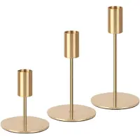 Exogio Set med 3 Guldfärgade Ljusstakar, Koniska Ljus, Dekorativ Vintage Ljusstake, för Födelsedagsmåltider, Årsdagar, Bröllop