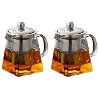 Typecat 2X Förtjockad Tekanna i Glas Värmebeständig Tekanna med Bubbla Tekanna i Rostfritt Stål Filter Tekanna Fyrkantig Kanna Set 350 Ml