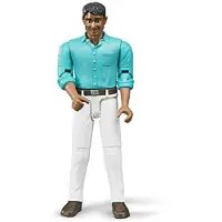 BRUDER Toys - Bworld Realistic Medium Skin Tone Man with White Jeans Action Figure har rrliga lemmar och kan frst freml - ldrar 4+