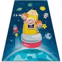 Rugsx BAMBINO 42810 tvättmatta Nallebjörnen, piloten för barn halkskydd - blå / brun 200x290 cm