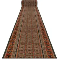 Rugsx Ull löpare KASHQAI 4301/501 orientalisk, ram grön / terrakotta 67cm 67x420 cm