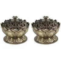 Typecat 2X Buddha Incense Burner Lotus Flower Incense Holder Handmade Censer for Buddhist Home Office Decoration