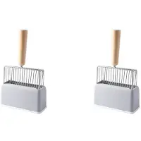 Typecat 2X Metal Cats Litte Scoop med Hållarstativ, Heavy Duty och Easy Clean Grå