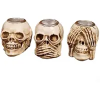 Semoic Halloween Dödskalle Ljusstake, Borddekoration Ljusstakar, Resin Hemskt Spöklikt Obehagligt Hantverk