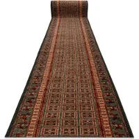 Rugsx Ull löpare KASHQAI 4301/401 orientalisk, ram grön / terrakotta 67cm 67x580 cm