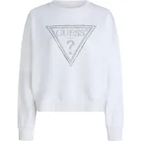 GUESS för kvinnor. W6YQ14K4352 Sweatshirt Triangel Glitter Vit (XS), Casual, Bomull, Lång ärm