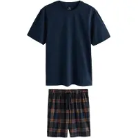 Next Pyjamas kort 'Motion Flex' marinblå / ljusblå / konjak / vit