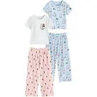Next Pyjamas ljusblå / brun / rosa / vit