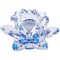 Tlily Blå Kristall Blommor Ornament Kristall Lotus Inredning Kristall Glas Lotus Ornament (Små)