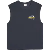 Bershka T-shirt marinblå / gul / vit