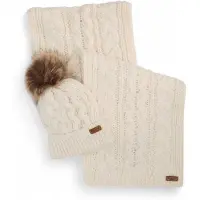 Barbour för kvinnor. LGS0025 Set med mössa och halsduk Penshaw beige (OSFA), Casual, Akryl