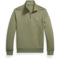 Ralph Lauren för män. 710P06234511 Dubbelstickad tröja med kort dragkedja i grönt (S), Casual, Bomull, Lång ärm