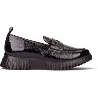 Wonders för kvinnor. A-4420 Loafers i läder Mix svart (41), Karta, 1 till 3 cm, Ingen, Casual, Klassisk, Lackat läder