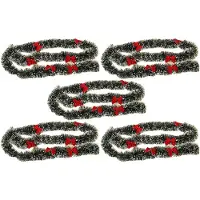 Typecat 5pcs 2M Christmas Eve Decoration Bar Tops Ribbon Garland Christmas Tree Kitchen Ornaments Party Decoration Prop-Red