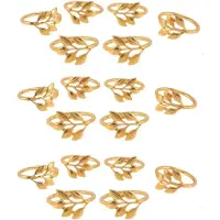 Typecat 18Pcs/Lot Hotel Napkin Ring Napkin Holder Fall Leaves Napkin Buckle Christmas Wedding Party Gold Napkin